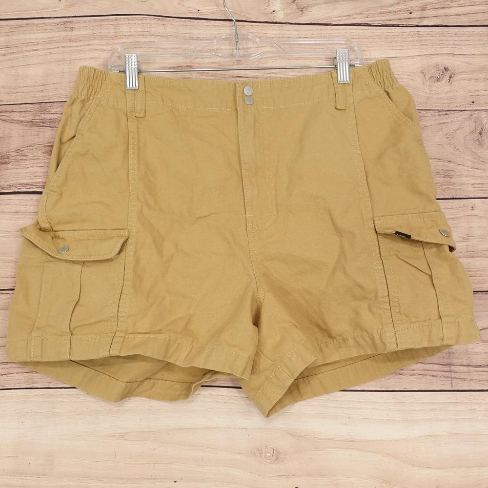 VANS Shorts Mens XL Beige Cargo Canvas Elastic Waist 4 Inseam Casual Summer